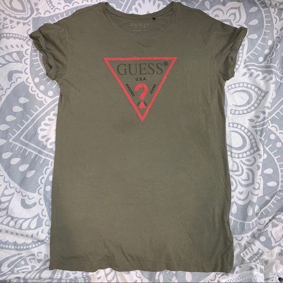 Guess army green t-shirt dress NWOT - Picture 2 of 3